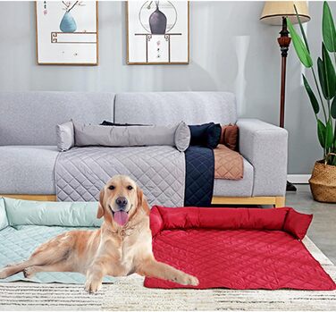 Захисний чохол для собачого дивана, водовідштовхувальний, для середніх та великих собак та котів, заспокійлива підстилка з піднятим бортиком, легко чиститься (75 x 120 см, світло-сірий)