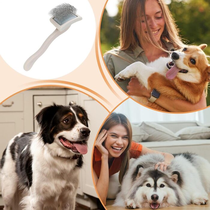 Щітка для грумінгу тварин: для котів та собак, видалення шерсті, дерев'яна ручка, портативна
