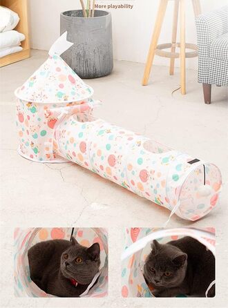 Ігровий тунель для котів та тварин, Pop-Up тунель, складаний, для дому (рожевий)