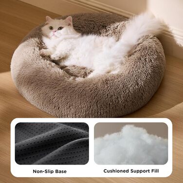Кругле ліжко для котів та собак BEDSURE, Ø 50 см, м'яке, плюшеве, 50x50x13 см