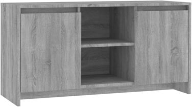 ТВ тумба vidaXL з дверцятами, полицями, біла, 102x37,5x52,5 см, ДСП (дуб сонома) – сучасна низька шафа для телевізора та Hi-Fi