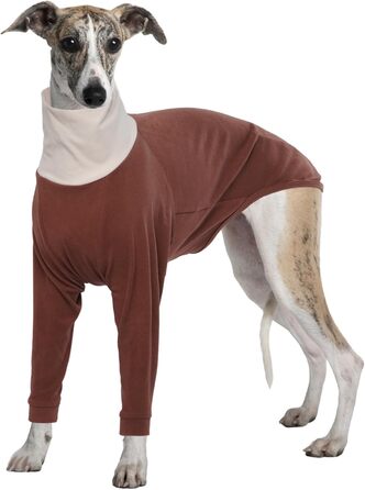 Теплий пуловер для віндхундів та віппотів (вайєт) з флісу, армійсько-зелений та коричневий кольори, розмір XL