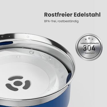 Миска для води для собак Gardner Pet без облизування, нержавіюча сталь, миска для собак, не протікає, анти-заковтування, для великих собак, для використання в приміщенні та на вулиці, запобігає краплинню, білий (2L, блакитний)