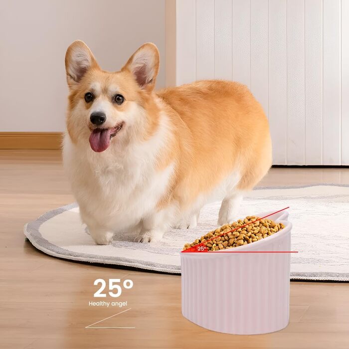 Підвищені миски для котів у формі серця, кераміка, підняті миски для котів, проти блювоти, без стресу, станція для води та корму, придатні для мікрохвильової печі, аксесуари для тварин для маленьких котів та собак (Рожевий)