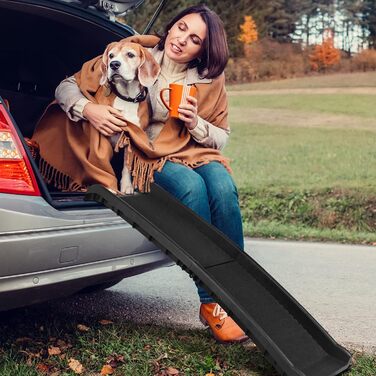 Наізі Рампа для собак 156см, складна, з антиковзким покриттям, для собак/кішок/домашніх тварин до 90 кг, чорна