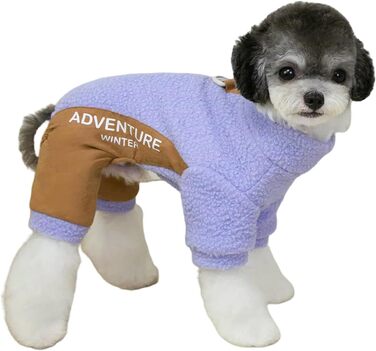 Теплий зимовий одяг для собак: піжама-комбінезон для маленьких собак, тепла лілова комбінезон для домашніх тварин