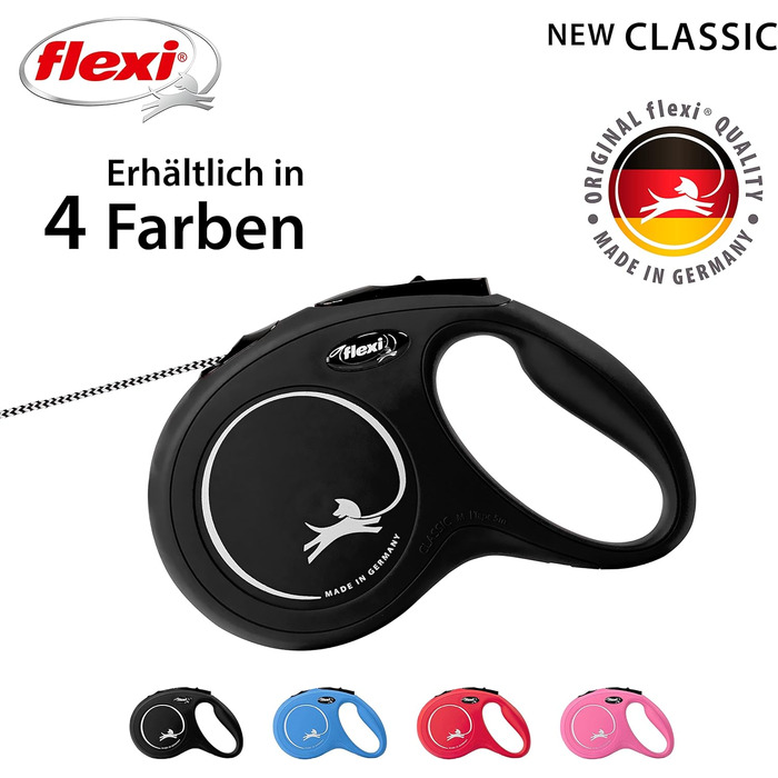 Flexi Classic L рулетка для собак до 50 кг (чорна, M: 8м (<20кг))