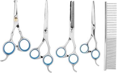 Набір професійних інструментів для грумінгу собак EVTSCAN: ножиці, триммер, ножиці з гребенем (6 шт)