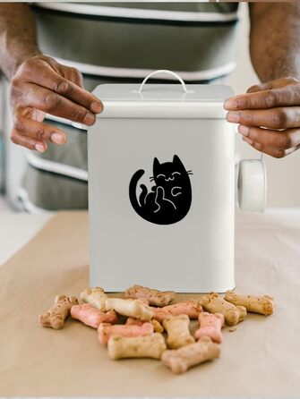 Контейнер для котячого корму JYCRA, портативний, білий, з ложкою