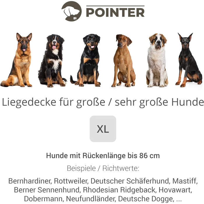 Pointer Лежак для собак 130x110 см, м'який та зносостійкий, праний до 95°C, килимок-лежанка для підлоги чи захисту дивану, підходить для вулиці, сірий XL