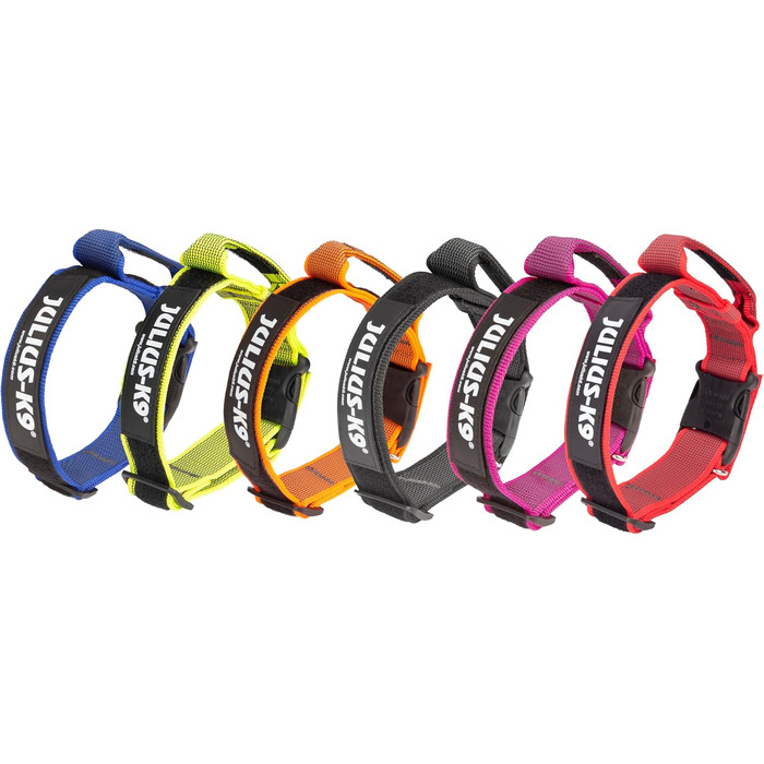 Нашийник Julius K-9 200HA-K-2015 серії Color & Gray, чорно-сірий, регульований, з надійним затвором та логотипом, 50 мм * 49-70 см, з ручкою (38-53 см), неоново-сірий