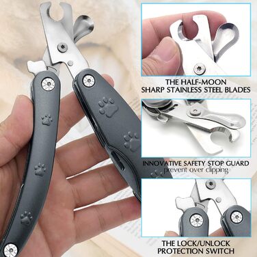 Набір для догляду за нігтями домашніх тварин 3-в-1: тример, пилка, гребінець. Підходить для собак та котів будь-якого розміру. З нержавіючої сталі, професійний, портативний