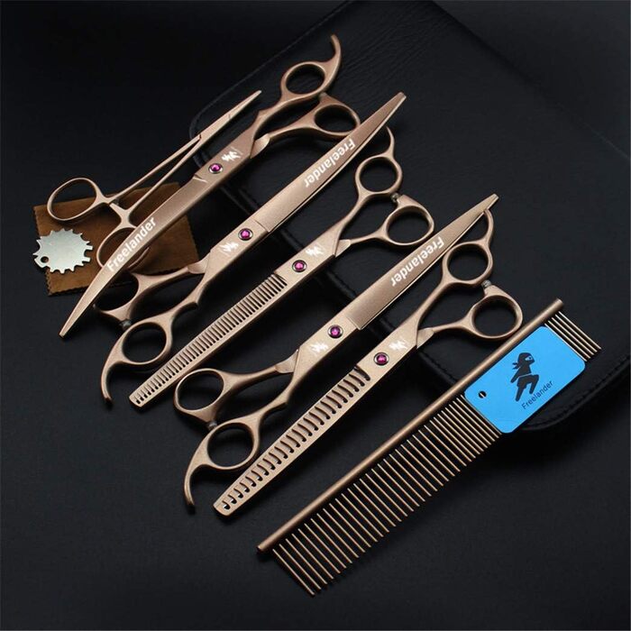 Набір професійних ножиць для грумінгу собак LIUSU, 7 шт., висока якість, 8 дюймів, Tyrant Gold