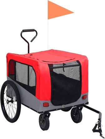 Велосипедний причіп для тварин 2-в-1, червоно-сірий, для собак