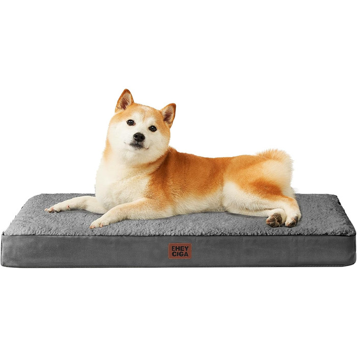 Ортопедичне ліжко для собак середнього розміру EHEYCIGA, 91x68x9 см, сіре, з м'яким килимком, для переноски, водонепроникне