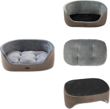 Кругле ліжко для собак середніх порід Raikou, м'яке та зручне, ковзаюче та стійке до подряпин, 75 x 54 x 27 см, коричневе