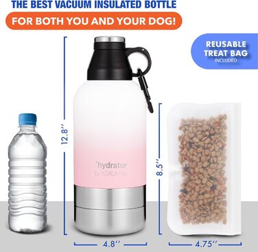 Водяна пляшка для собак Koala Pal 1.8 л з чохлом та ремінцем – миска для собак великих порід, туристична пляшка + миски для собак, кемпінгове спорядження для собак, аксесуари для собак великих порід