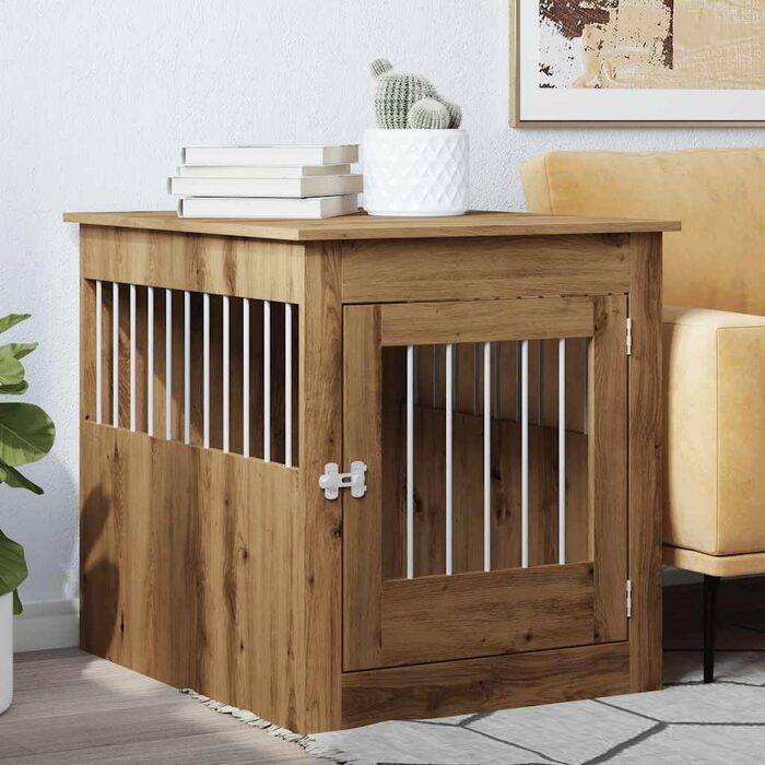 Клітка для собак у меблевому стилі vidaXL, артезіанський дуб, 64,5x80x71 см, стильне меблеве житло для собак