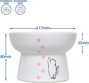 Підвищений годівниця для котів з порцеляни, антизворотний клапан, для вологого та сухого корму, безпечна та безстресова