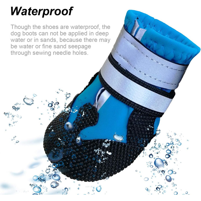 Водонепроникні чоботи для собак, 4 шт. - захист лап для малих, середніх та великих собак, блакитні та чорні