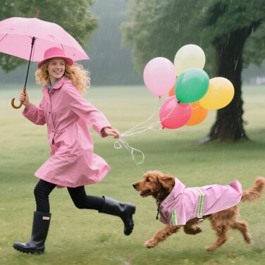 Дощовик для собак PETCUTE з капюшоном, водонепроникний, з світловідбиваючими смугами, регульований, для малих, середніх та великих собак, рожевий S