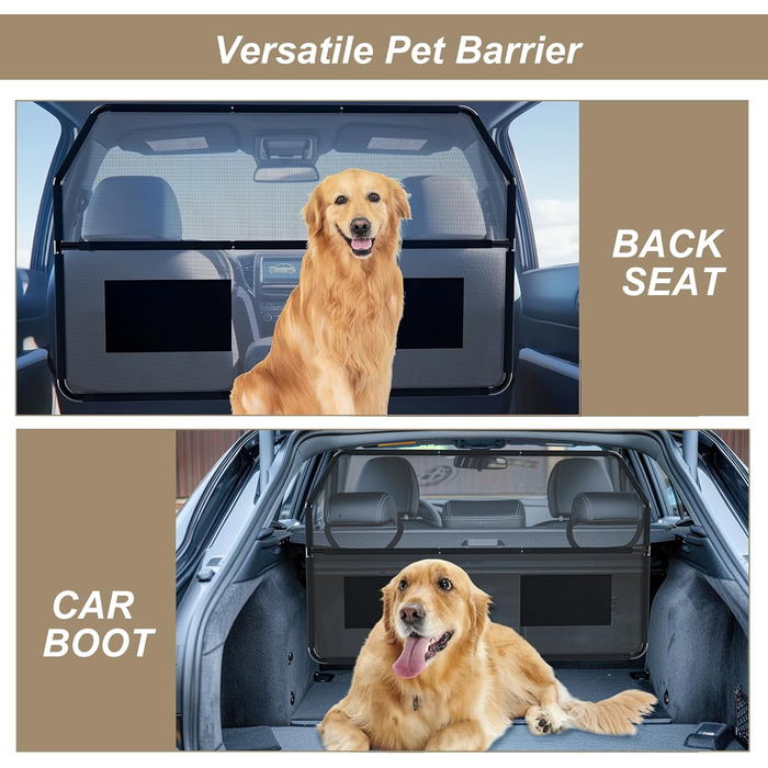 Сітка-перегородка для собак в авто, 127 см, для заднього сидіння та багажника, металевий каркас, сітка, універсальна, для позашляховиків та вантажівок