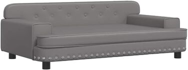 Крісло-ліжко для собак та котів з екошкіри, 90x53x30 см, сіре