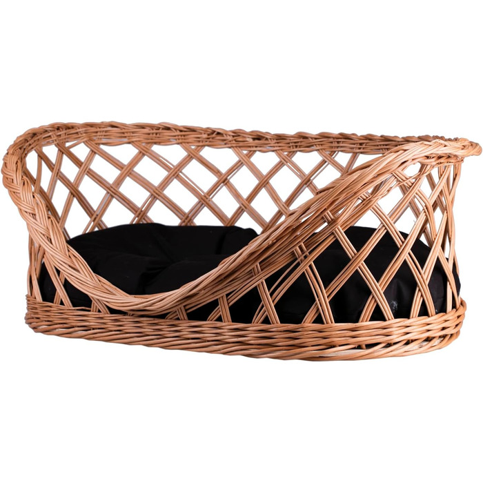 Корзина для собак та котів, лежанка овальної форми, з подушкою, коричнева