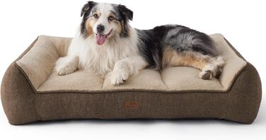 BEDSURE Лежанка для собак великих порід - 106x76 см, товста, з водонепроникним чохлом, антиковзаюча, з м'якого плюшу Sherpa, коричнева (106 x 76 x 24 см)