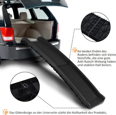 Рампа для собак Aufun: складана, чорна, до 90 кг, 156 x 40 см