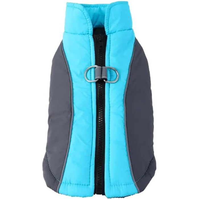 Водонепроникна тепла куртка для собак, відбиваючі елементи, D-Ring, блакитна, розмір M