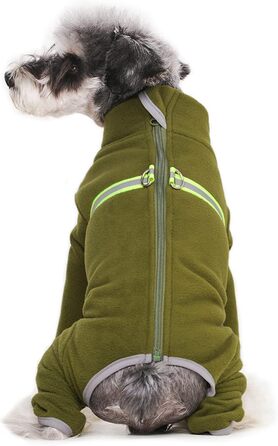 Зимовий одяг для маленьких собак: теплий зимовий пуховик, м'який фліс з світловідбиваючим блискавкою, комбінезон для цуценят, піжама для домашніх тварин, костюм, одяг (оливковий, розмір M)