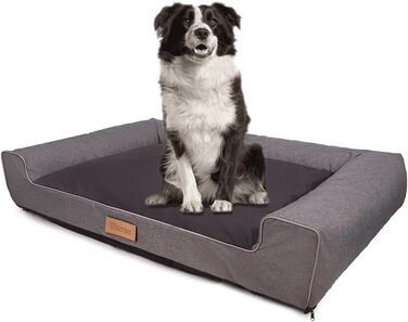 Персоналізоване собаче ліжко XL - для великих, середніх собак - подушка, корзинка для собак - килимок для собак з гравіюванням імені (Сірий, L 100 x B 65 x H 17 см)