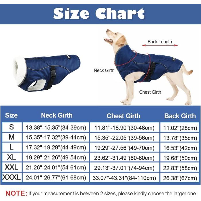 Зимова куртка для собак EMUST, тепла, водонепроникна, з флісовою підкладкою, для великих собак, розмір XL