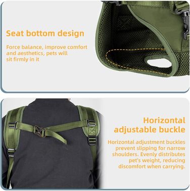 Сумка-переноска для собак, м'яка переноска для собак, для маленьких та середніх собак, зручна для прогулянок, велосипедів та походів (чорний, армійний зелений)