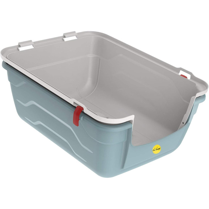 Туалет для котів Cat Centre з кришкою, лотком, дверцятами, совочком та вугільним фільтром для великих котів, 52 x 40 x 40 см (Сірий + сірий килимок)