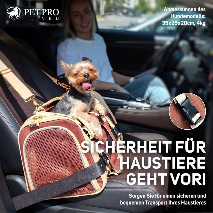 Транспортна переноска для котів та собак PETPROVED (L, Колір: Коричневий) 42 x 29 x 28 см