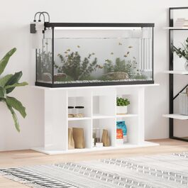 Тумба для акваріума Rantry 120x40x60 см, багатошарова деревина, білий глянець, для дому, вітальні та спальні