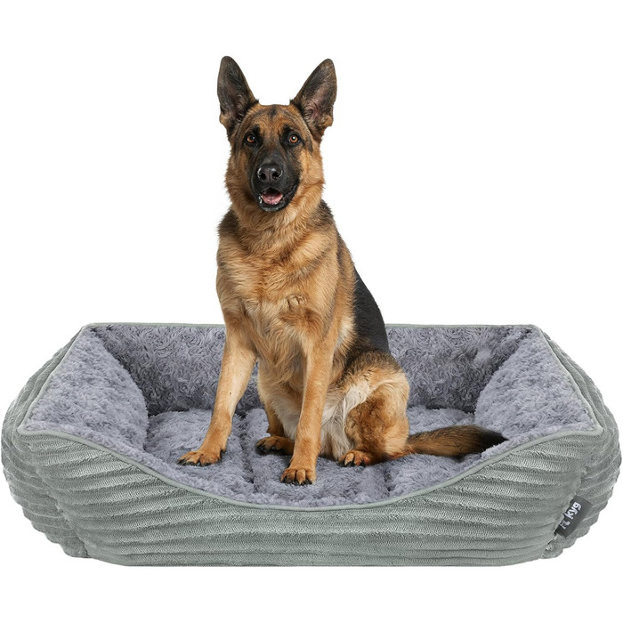 Квіткове ліжко для собак великих порід, котів, корзина для собак, миється, пухнасте ліжко для собак, м'яке та тепле собаче ліжко, 90 * 68 * 19 см XL (90*68*19cm) (сірий, XXL (105*83*19cm))