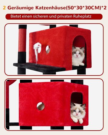 Комплекс для котів Globlazer XXL з будиночком, платформою та іграшками (204 см, готичний дизайн)