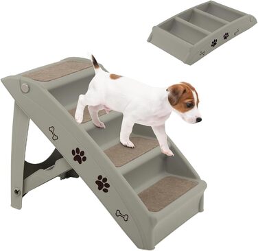 Сходинка для тварин SOARS: 4 сходинки, килимок з повсті, для котів та собак до 60 кг, антиковзка, для ліжка, авто, дивану (сірий)