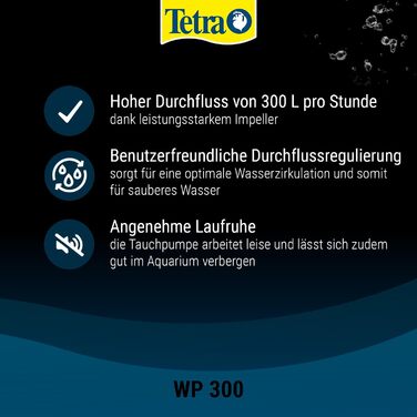 Tetra WP 1000 водяна помпа для акваріумів, потужна акваріумна помпа з регулюванням потоку, для оптимальної циркуляції та чистої води, 200-300 л (WP 300 для 10-80 л)