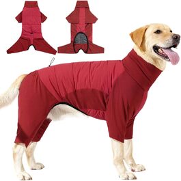 Зимовий теплий куртка для собак, водонепроникний, з високим коміром, для цуценят, малих, середніх та великих собак, для кемпінгу, прогулянок на природі, походів (Червоний XL)