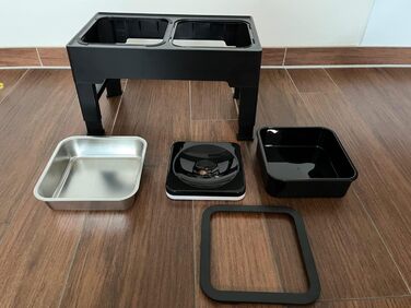 Підвищена годівниця для собак 2-в-1 з регулюванням – годівниця та миска для води без обливання, чорна. BWL-PSA-ADJ-2IN1-BLK