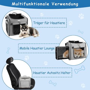 Корзина для собак на велосипед, розширювана, складана, з 4 дверцятами та сітковими вікнами, сумка-рюкзак для тварин, для котів та собак середніх та малих порід