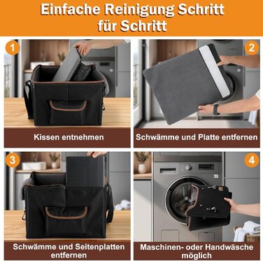 Автокрісло для собак Angooni: зручний бустер для маленьких та середніх собак з кишеньками для зберігання, м'яке плюшеве ліжко для переднього та заднього сидіння (чорне)