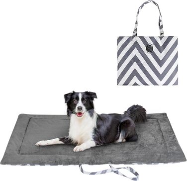 Водонепроникний килимок для котів та собак Kritter Planet, складаний, миючий, для відпочинку на природі, у подорожах та кемпінгу, з ручками, 80 x 60 см (сірий хвилястий, 127 x 70 см)