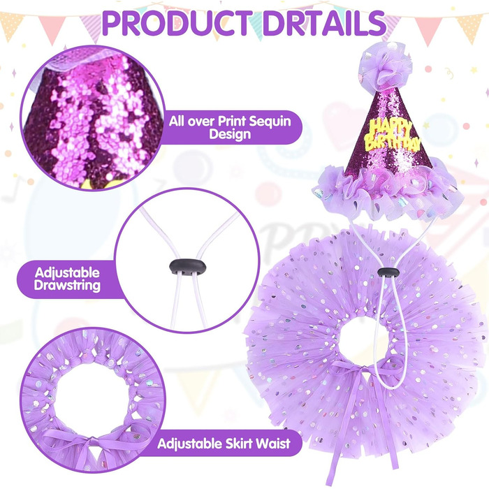 Сукня для собак SCENEREAL на весілля з банданою, комірцем-бантиком та короною, комплект для собак, дівчаток, цуценят, кошенят, аксесуари для вечірки, спідниця-тьюль, костюм для маленьких, середніх та великих собак, білий (весільний) (фіолетовий (день наро