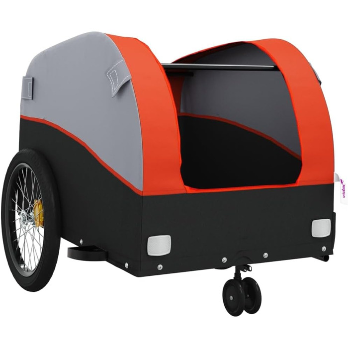Причіп для велосипеда, переноска для собак, транспортний причіп чорно-помаранчевий, 30 кг, сталь, для щоденного транспортування, універсальний, легко монтується