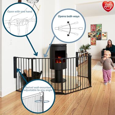 Захист для каміну/сходи/кімнати BabyDan Flex XXL, 90-350 см, Чорний, Данія - захист для дітей та домашніх тварин